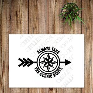 *2 for $20* Always Take the Scenic Route compass vinyl decal Sticker Handcrafted